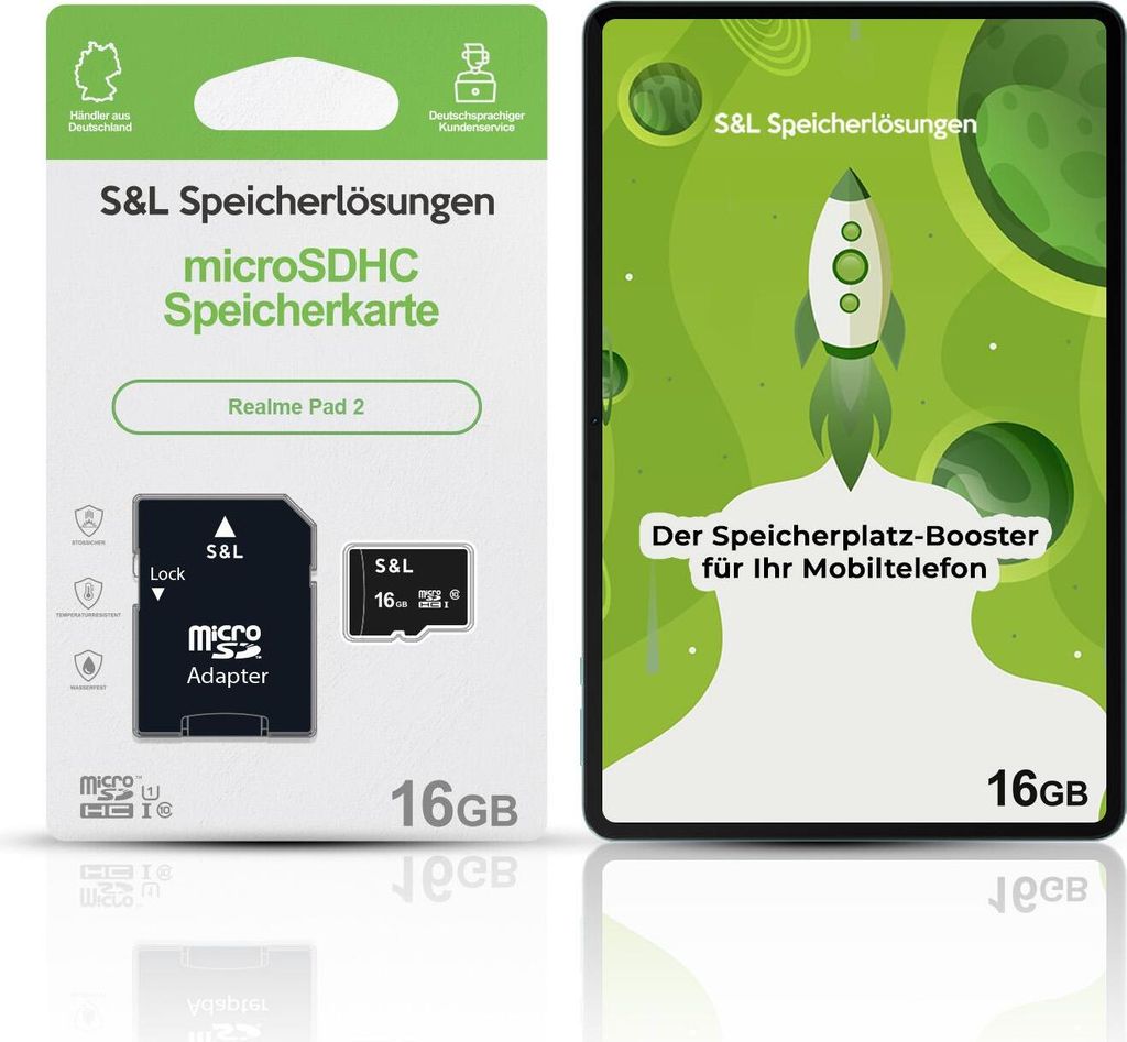 microSD Speicherkarte S&L für Realme Pad 2 - Speicherkapazität: 16 GB