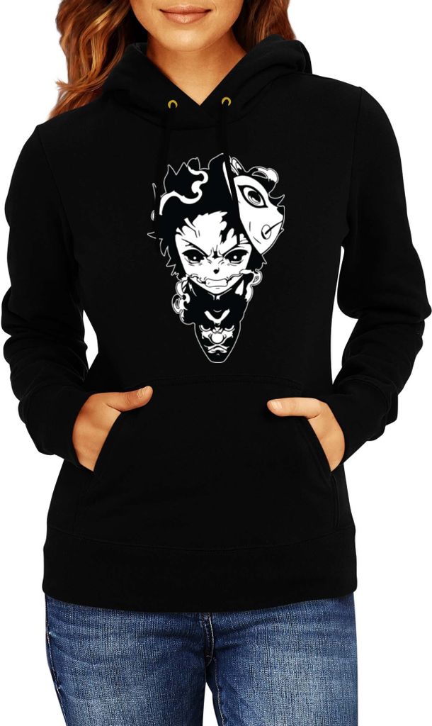 Damen Kapuzenpullover Demon Anime Slayer Kimetsu No Yaiba Tanjiro Kamado 003, Lady S / Schwarz