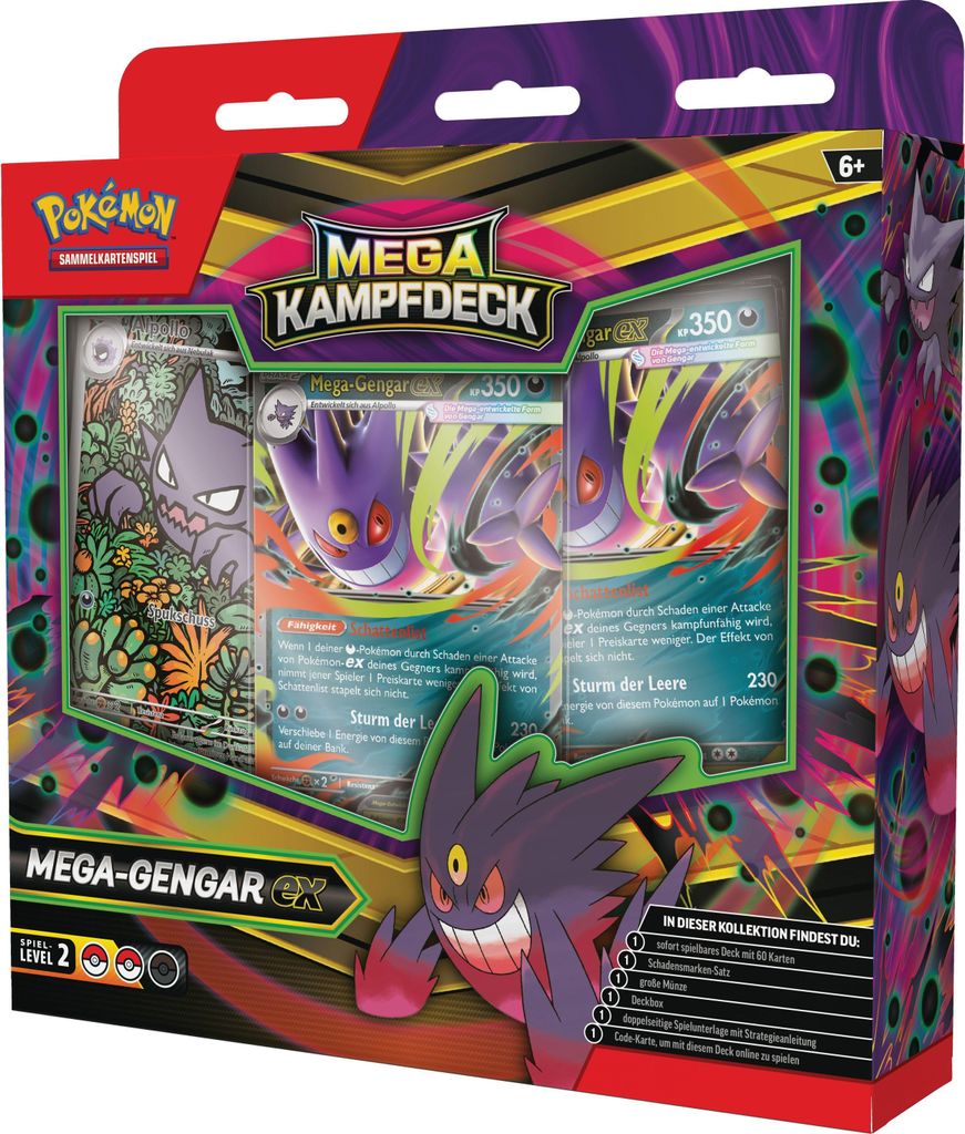 A product box for a Pokemon trading card game Mega-Kampfdeck featuring Mega-Gengar-ex.