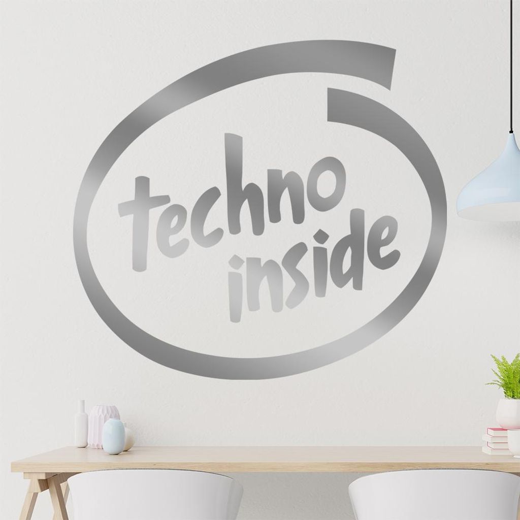 techno inside Wandtattoo in 6 Größen - Wandaufkleber Wall Sticker - Dekoration, Küche, Wohnzimmer, Schlafzimmer, Badezimmer