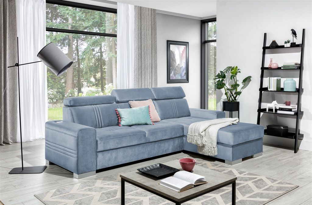 Ecksofa Schlafsofa NOLAN XS inkl. USB in Stoff Monolith Produktbild 