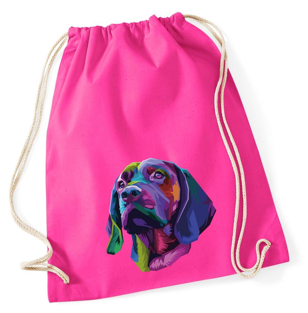 Huuraa Turnbeutel Labrador Colorful 12 Liter Fuchsia Baumwolle Rucksack Geschenkidee