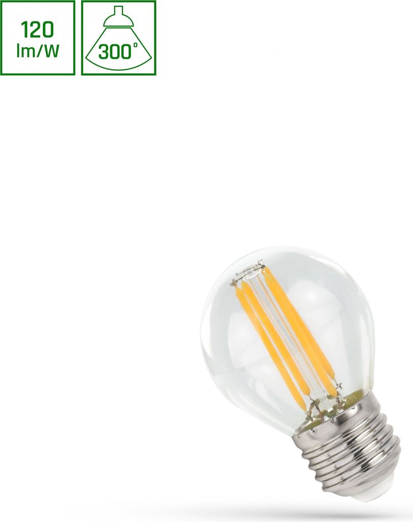 Spectrum LED E27 G45 Filament klar 5,5 W 300° Tropfen 660lm Produktbild 