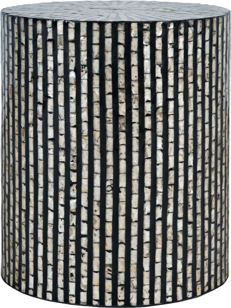 FURNLUX Beistelltisch Avola Schwarz Und Beige 41cm / Hauptfarbe: Schwarz / Abmessungen: 41 x 46 x 41 cm