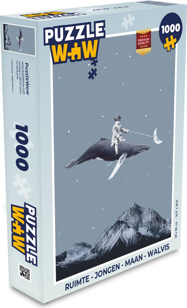MuchoWow Puzzle 1000 Teile Weltraum - Junge - Mond - Wal - Spielzeug - Alt und Jung - Spiele - Puzzeln