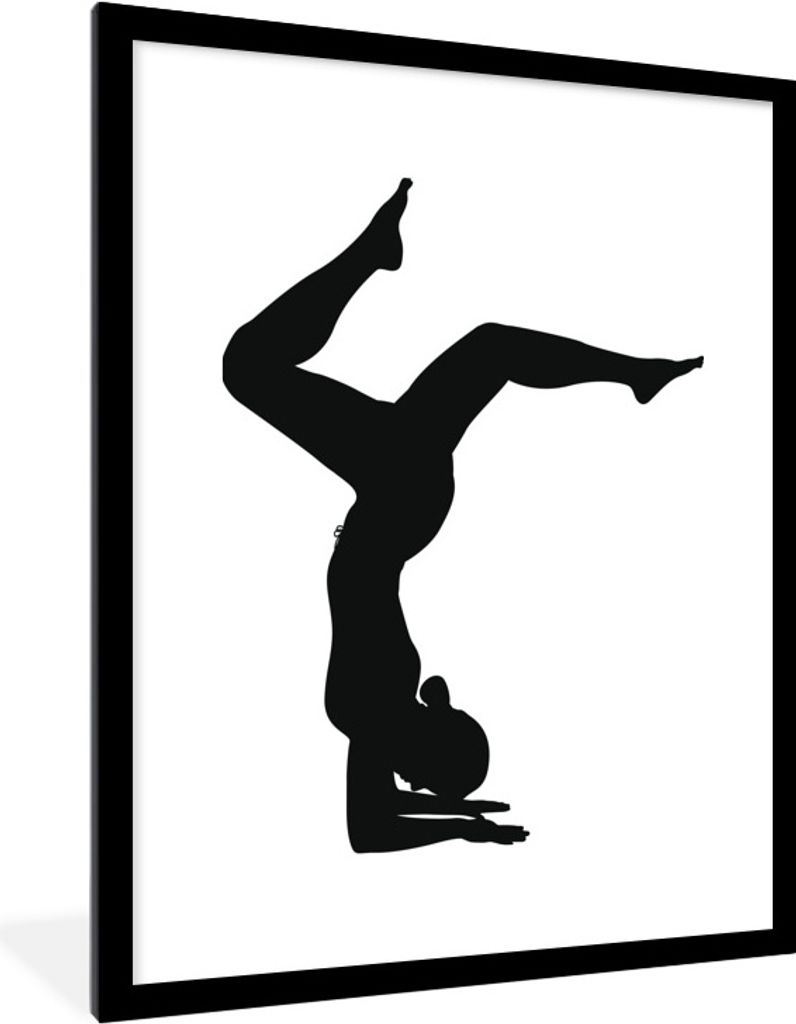 MuchoWow Gerahmtes Poster Yoga - Frau - Weiß 60x80 cm - Poster mit Schwarzem Bilderrahmen Wandposter Rahmen Foto Bilder - Wohnzimmer - Dekoratio...