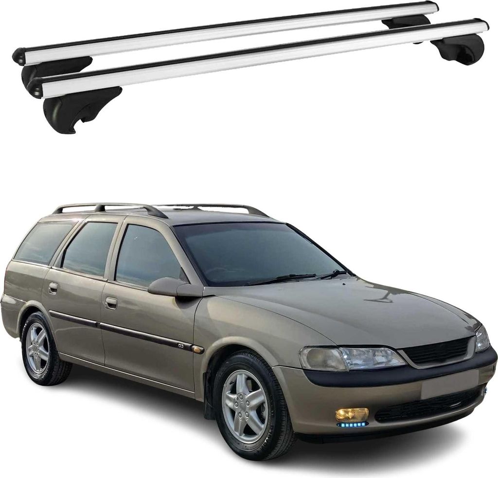 Dachträger Grundtäger für Opel Vectra B Kombi 1995-2002 75kg Alu Silber 2 tlg