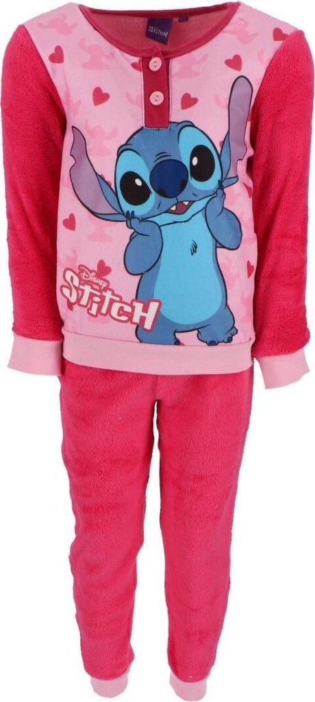 Lilo & Stitch Kinderpyjama – Kuscheliger Schlafanzug aus Korallen-Fleece 4 Jahre Pink