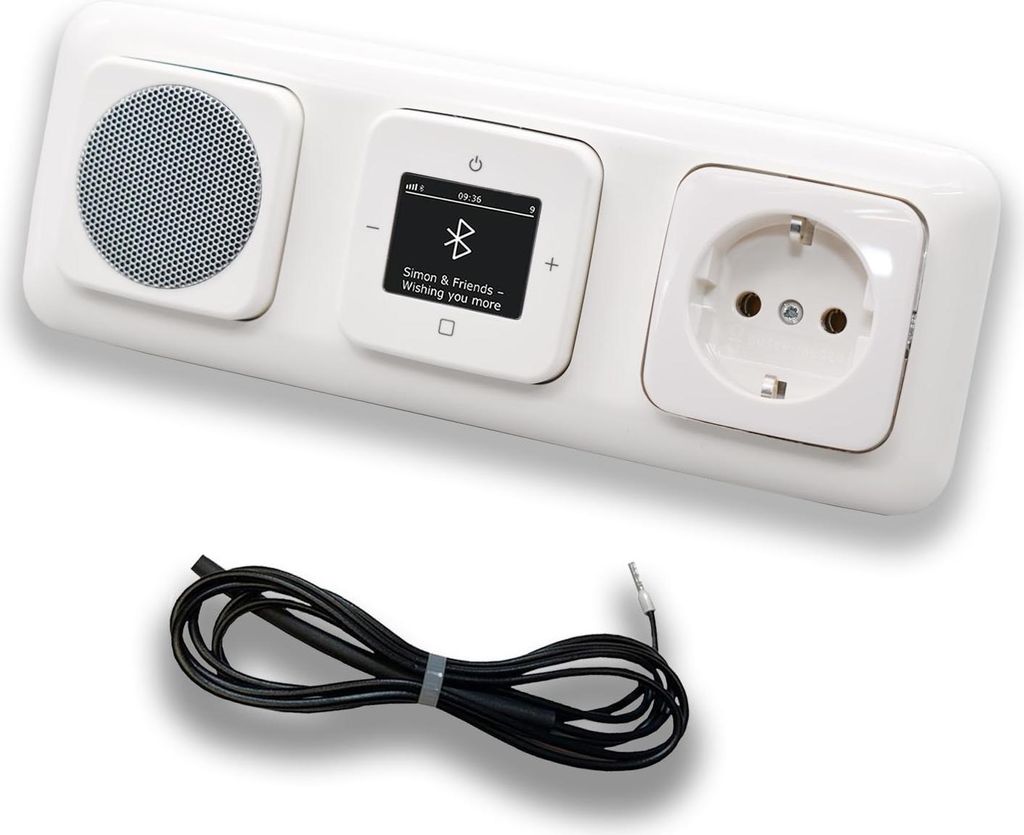 Busch Jäger DAB+ Unterputz Bluetooth Radio 8217U-101 Reflex SI alpinweiß, Set mit Lautsprecher, Abdeckungen, Steckdose mit Kinderschutz, Rahmen +...