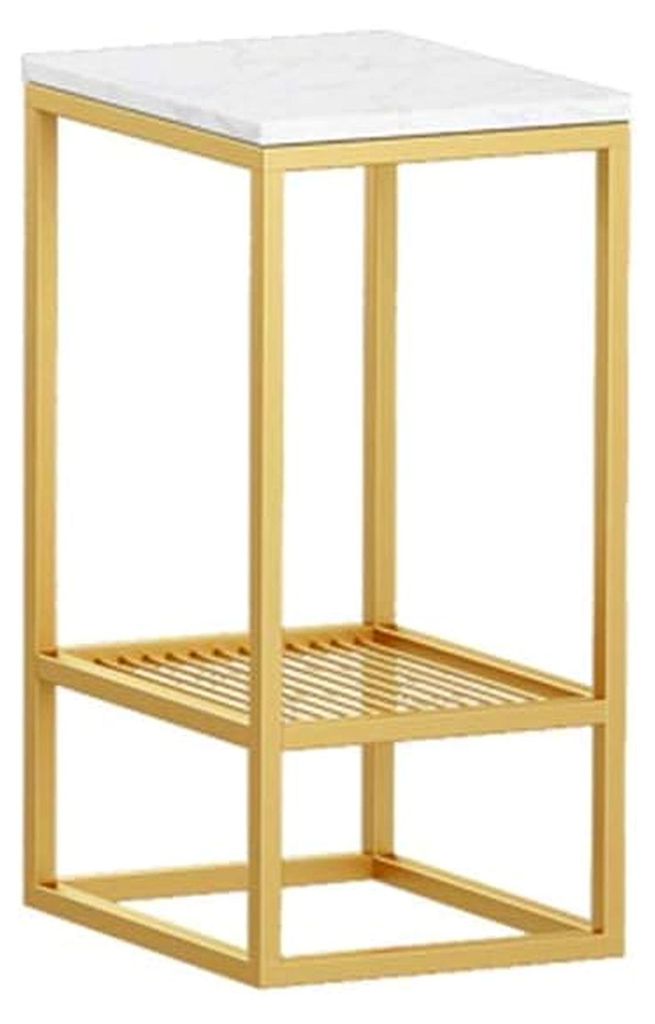 Kaffee-Nachttisch mit Ablage, rundes/quadratisches Ende, rechteckige Seite für Wohnzimmer/Balkon, Marmorplatte (schwarz, grün, weiß), 50 x 30 x ...