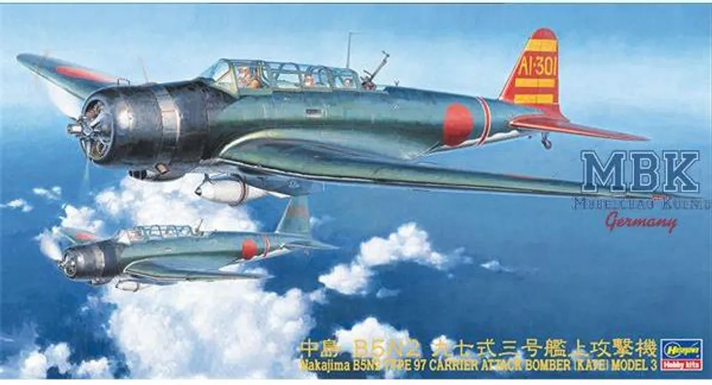 Hasegawa HAS09076 Nakajima B5N2 Type 97 Kate Mod.3 JT76 Échelle 1/48