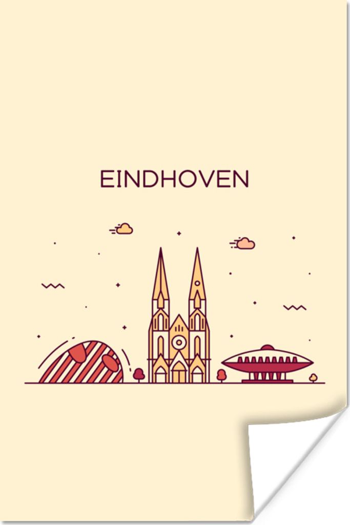 MuchoWow Poster Niederlande - Skyline - Eindhoven 120x180 cm - Kunstposter