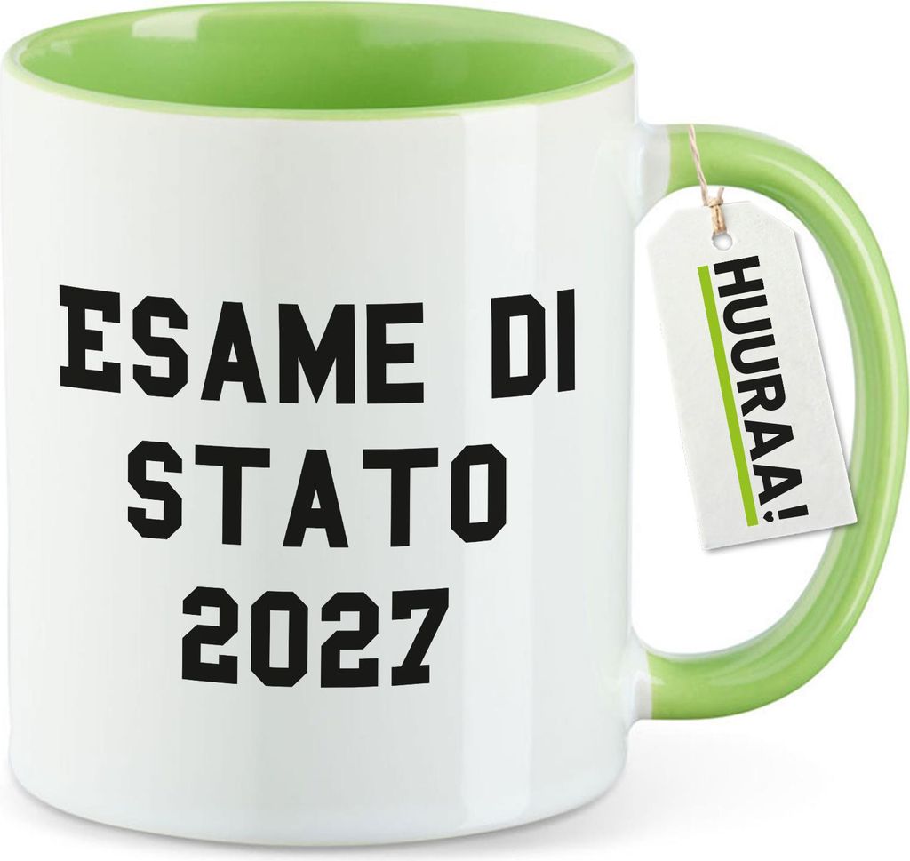 Huuraa Kaffeetasse Esame di Stato 2027 Abschluss Italien 330ml Grün Keramik Kaffeebecher Geschenkidee