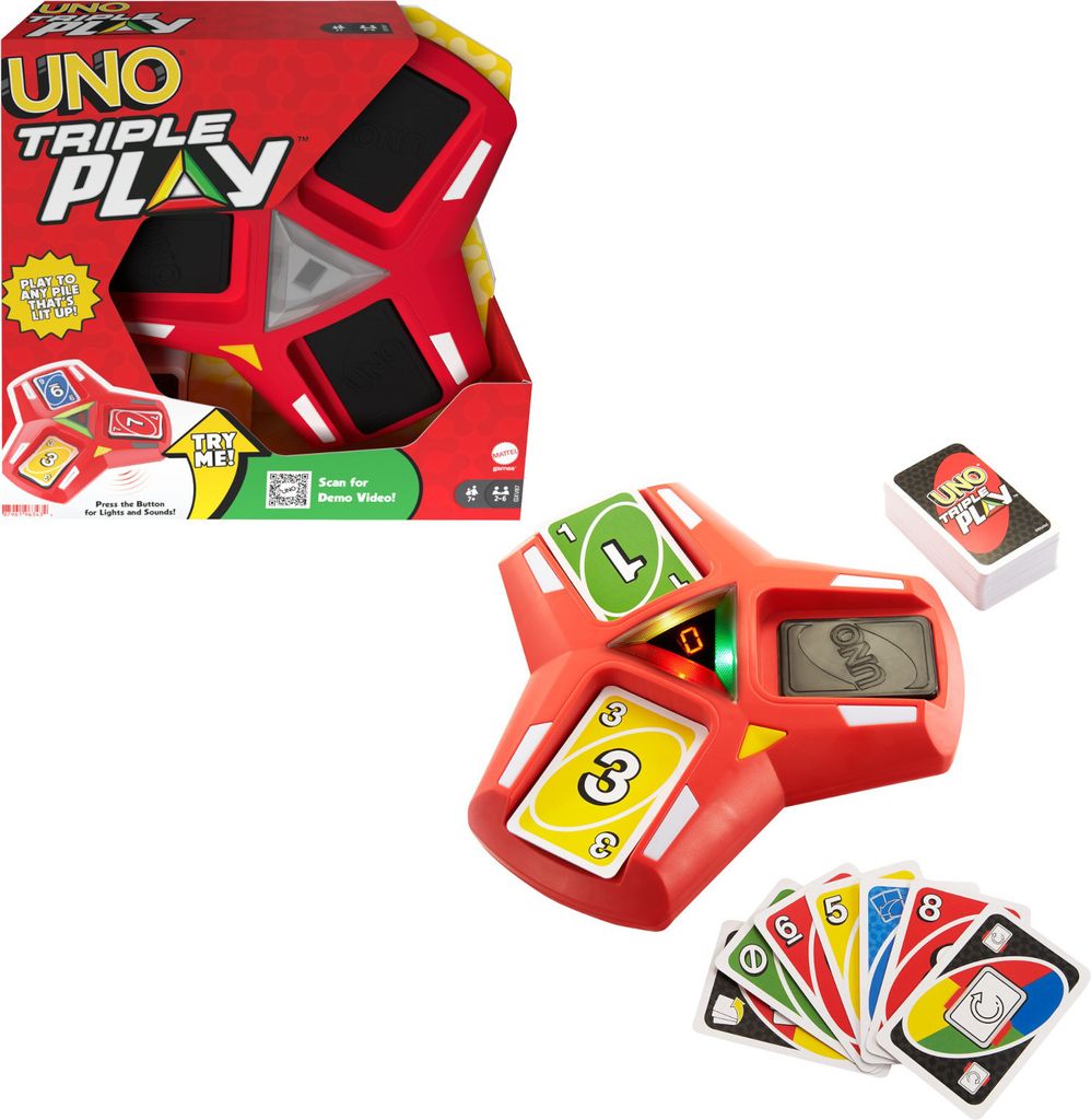 Mattel Games UNO Triple Play, gra karciana, gra salonowa Zdjęcie produktu 