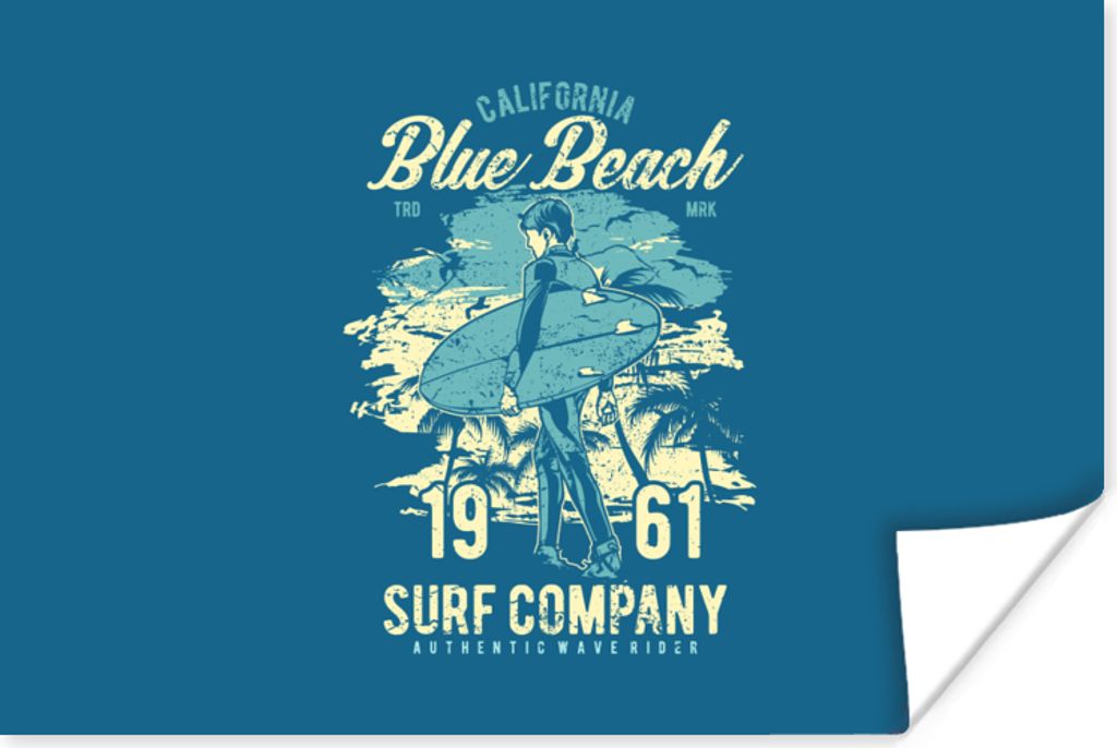 MuchoWow Poster Surfbrett - Surfen - Vintage 60x40 cm - Schlafzimmerdekoration