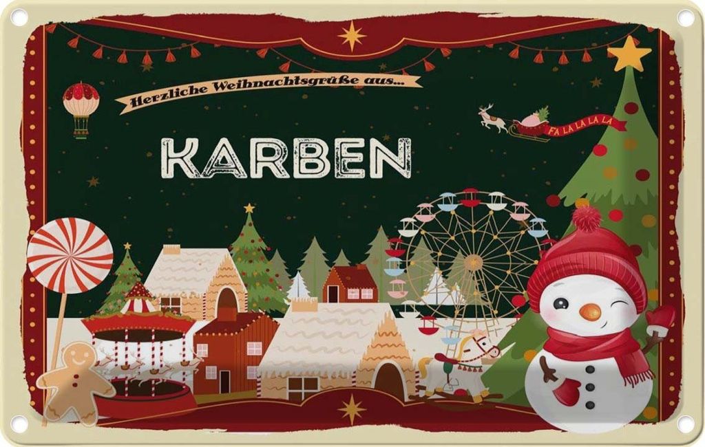 vianmo Blechschild 20x30 cm Weihnachten aus KARBEN