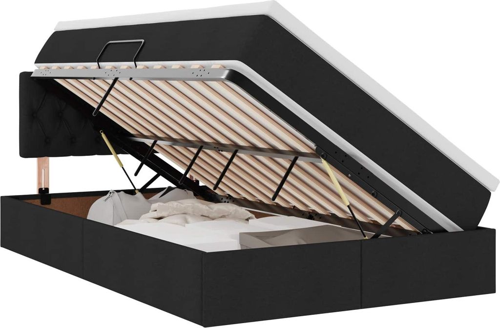 vidaXL Aufbewahrungsbett mit Matratze Schwarz 120 x 190 cm