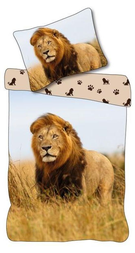 Bettwäsche Set Löwe Savanne Safari 2-teilig 135x200cm 100% Baumwolle