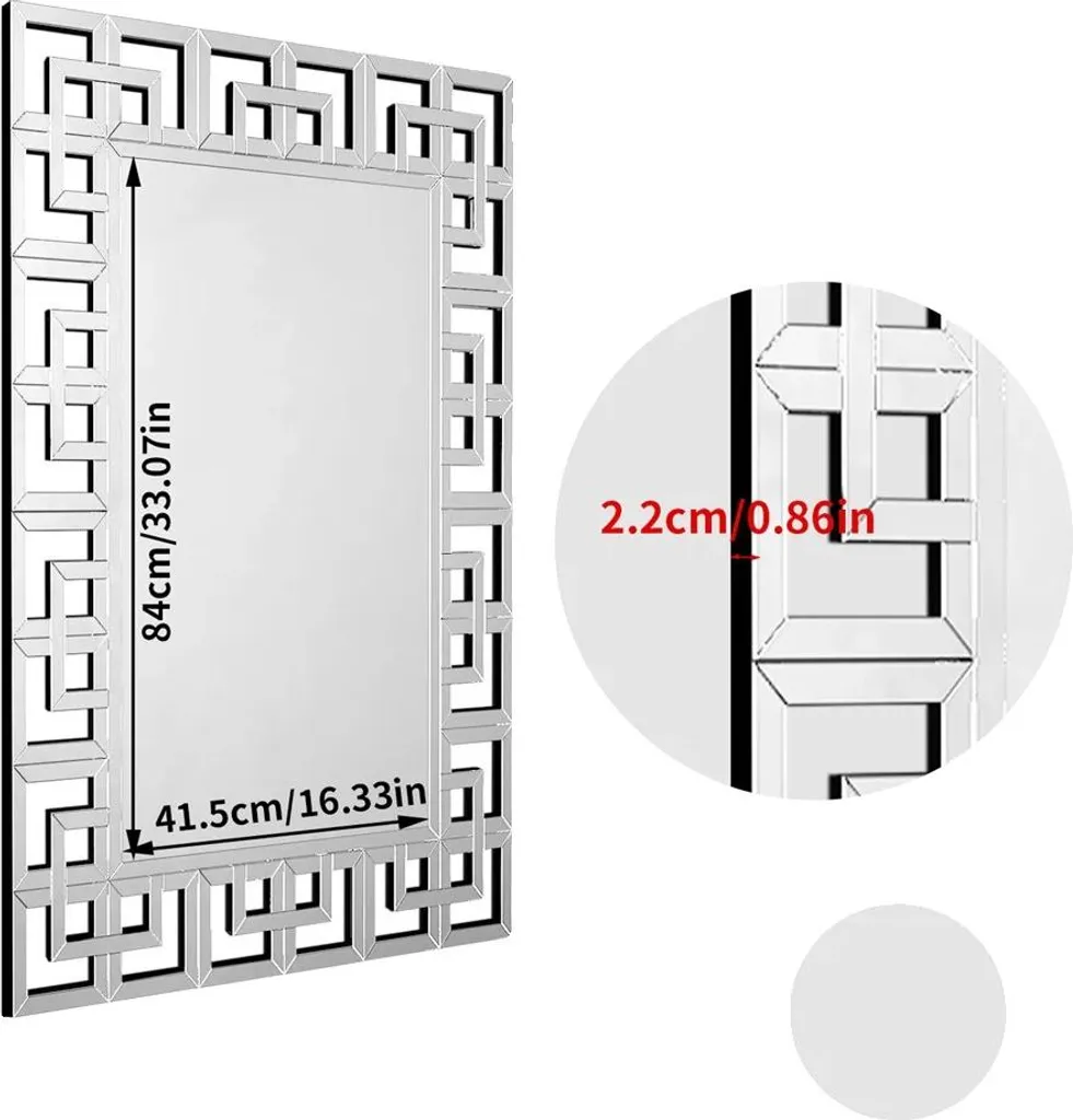 Miroir rectangulaire multi-positions 120x70 cm verre haute définition HD