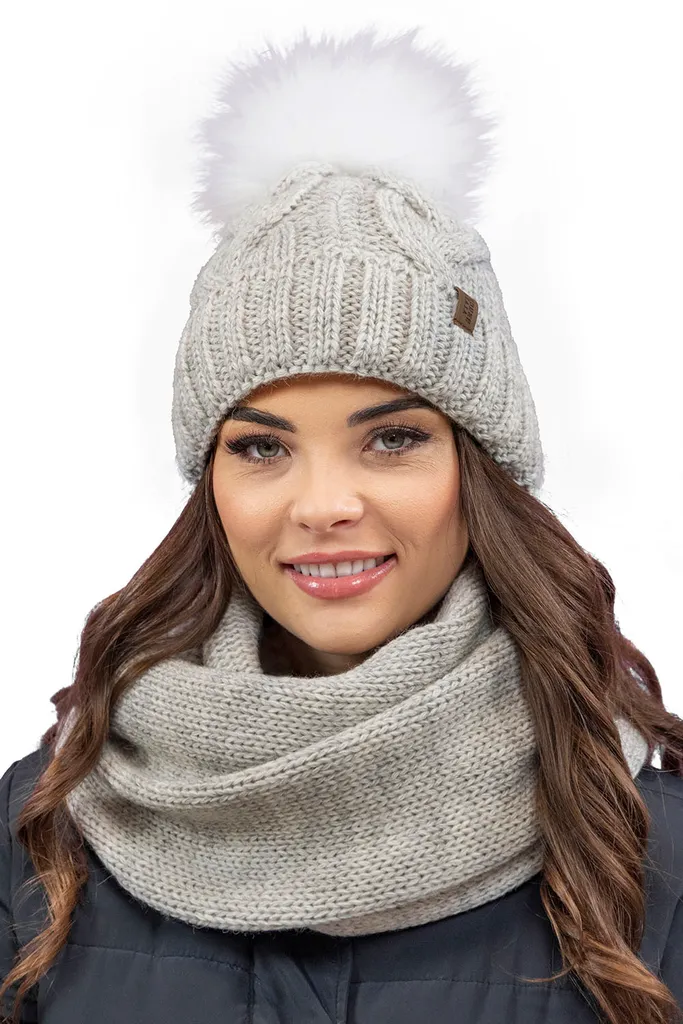 Ensemble Bonnet et Col Anti-Froid Vivisence Beige pour l'Hiver Doux