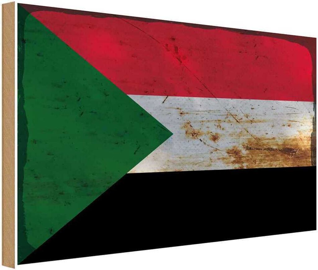vianmo Holzschild 12x18 cm Sudan Rost Flagge Fahne Wappen