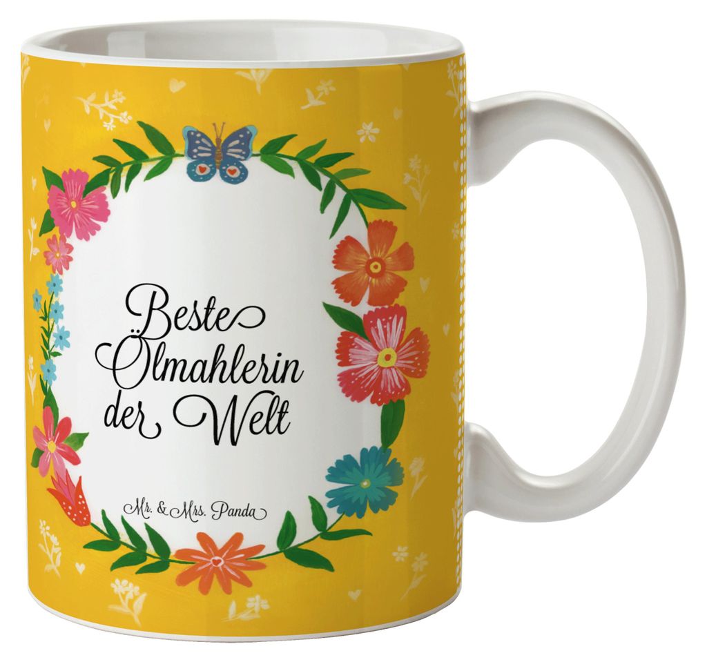 Mr. & Mrs. Panda Bedruckte Tasse Ölmahlerin - Geschenk, Ausbildung, Gratulation, Studium, Pott, Kaffeebecher, Berufsausbildung, Becher, Keramiktas...