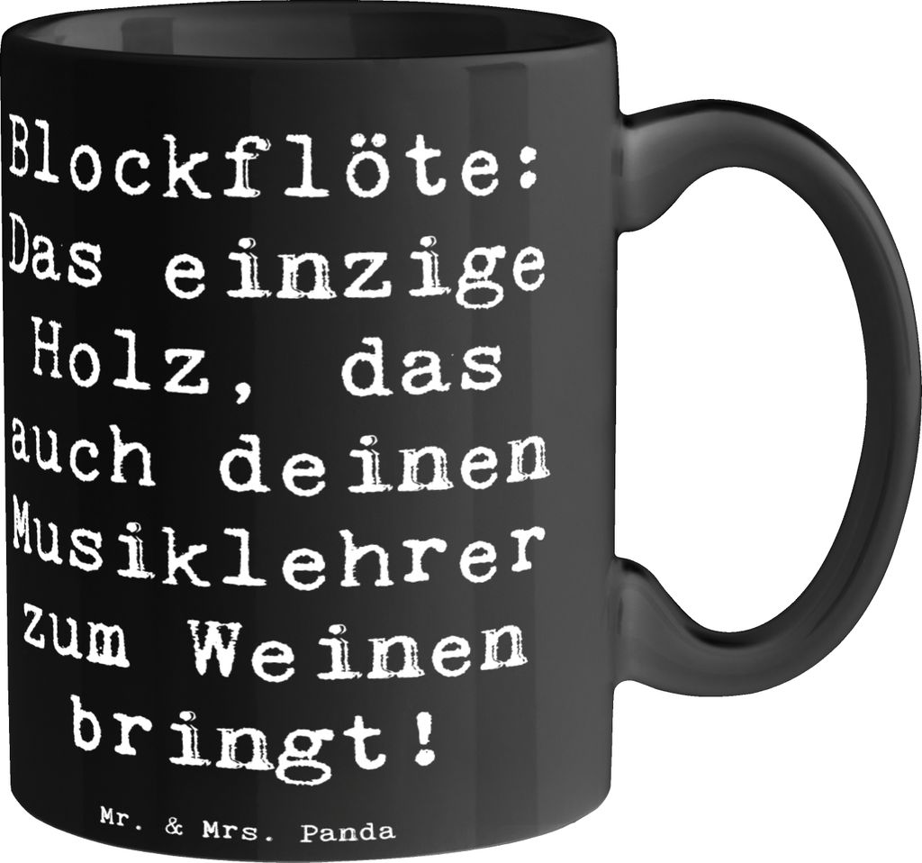 Mr. & Mrs. Panda Becher Spruch Blockflöte Humor - Schwarz - Geschenk, Musik, Bassblockflöte, Kaffeebecher, Keramiktasse, Kaffeetasse, Instrument,...