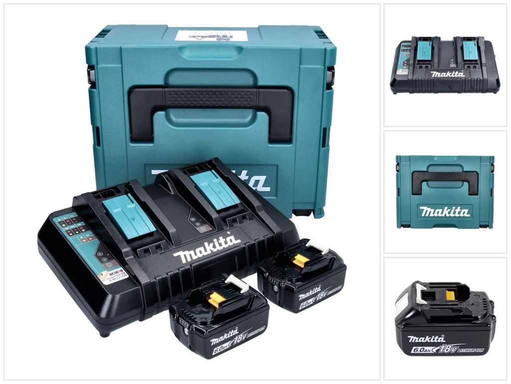 Makita Power Source Kit 18 V met 2x BL 1860 B accu 6,0 Ah ( Productafbeelding 