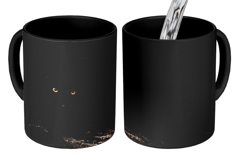 KitchenYeah Zauber Tasse Zaubertasse Magic Panther - Wald - Augen 350 ml Farbwechsel Becher Geschenk Geschenkidee - Magic-Tasse - Fototasse - Ker...