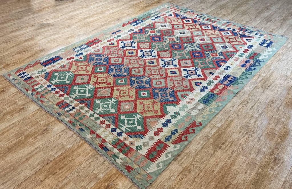 Teppich KELIM ORIGINAL | Farbe: Multi; Größe: 204x290 cm | strapazierfähig und leicht zu reinigen | Wohnzimmer | Schlafzimmer