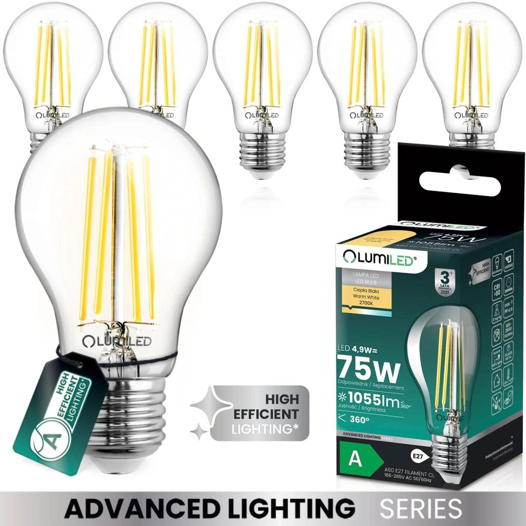LUMILED sada 6 ultra účinných LED žárovek A60 E27 4,9W Obrázek produktu 