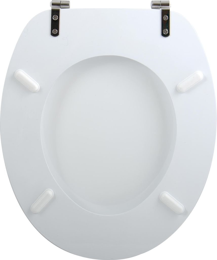 MSV WC Sitz Toilettendeckel MDF Holzkern „Nyala“ Scharniere aus Edelstahl - hochwertige und stabile Qualität - Hirsch Weiß