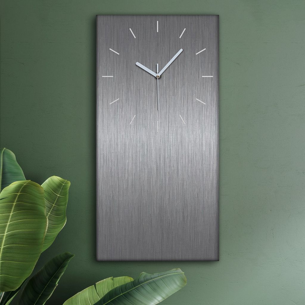 Wohnzimmer Leinwand Uhr Geräuschlos Küche 30x60 Metall, Stahl, Motive, Texture, weiße Zeiger