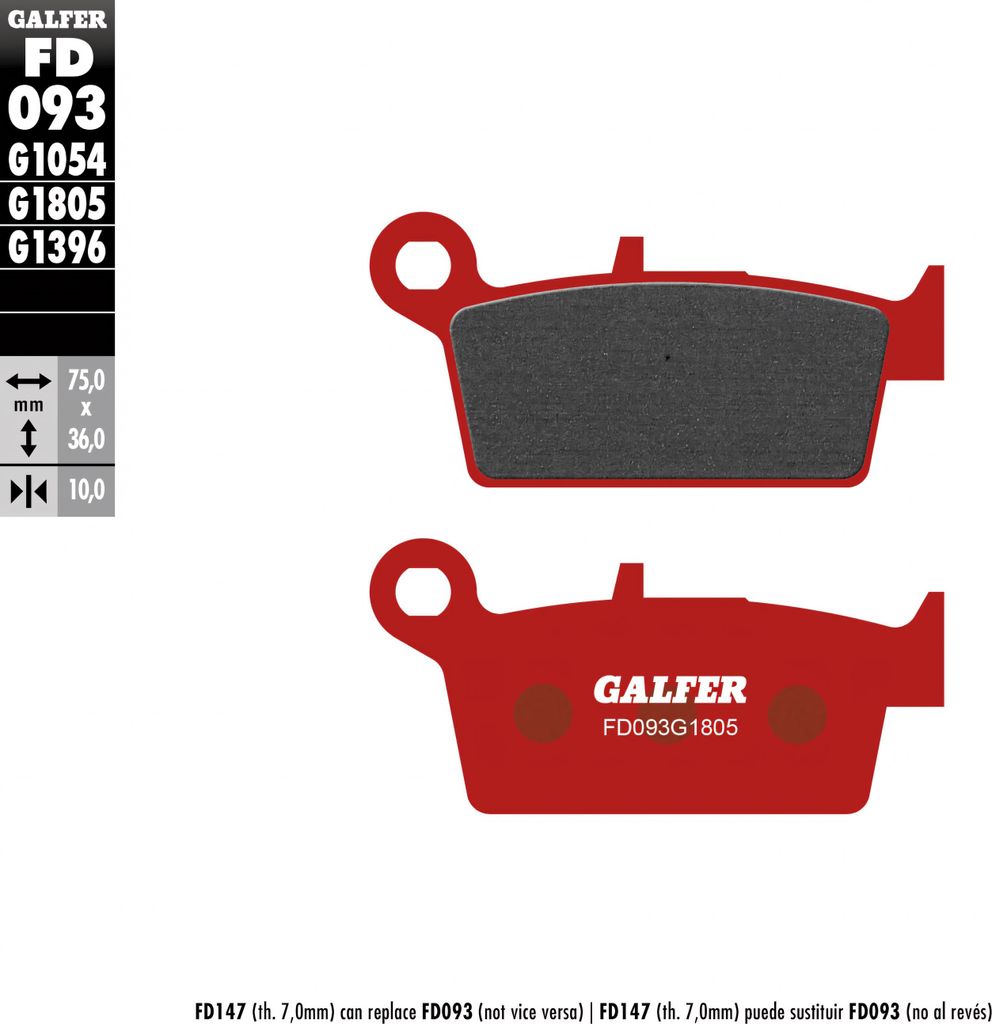 Bremsbeläge Galfer FD093G1805 Semi-Metall OFFROAD / TRIAL vorne für Beta M4 3, Gas EC 2 4 FSE Honda CR R CRF L XR 6 Kawasaki KX 50 - 650 ccm