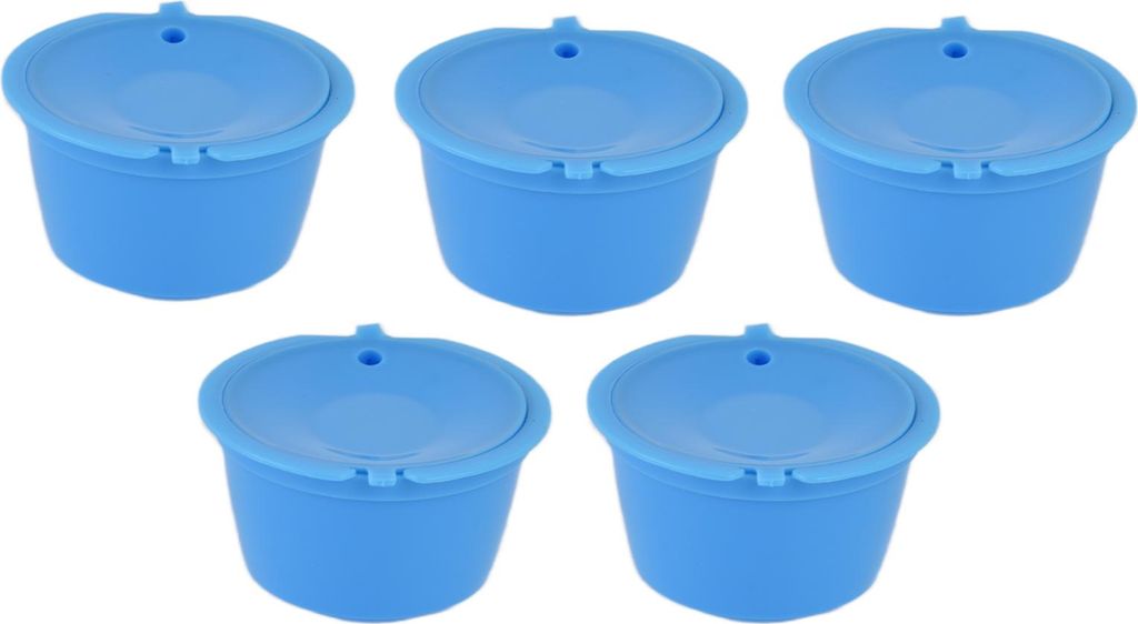 5pcs 50 ml Kaffeeh?ule wiederverwendbarer Filterbecher mit L?ffel fr Dolce Gusto Machineblue