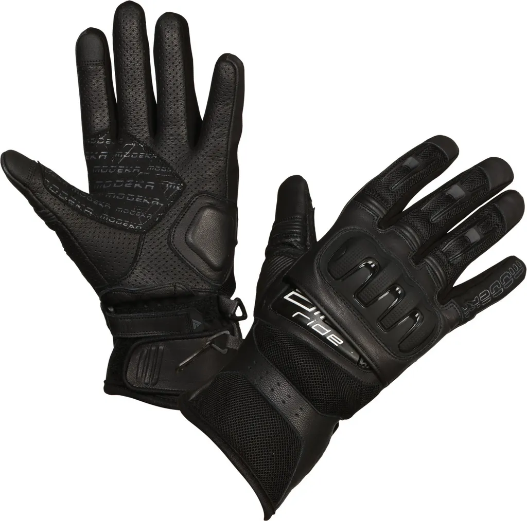 Gants Cuir Perforé Modeka Air Ride Taille 6 Noir avec Coques de Renfort