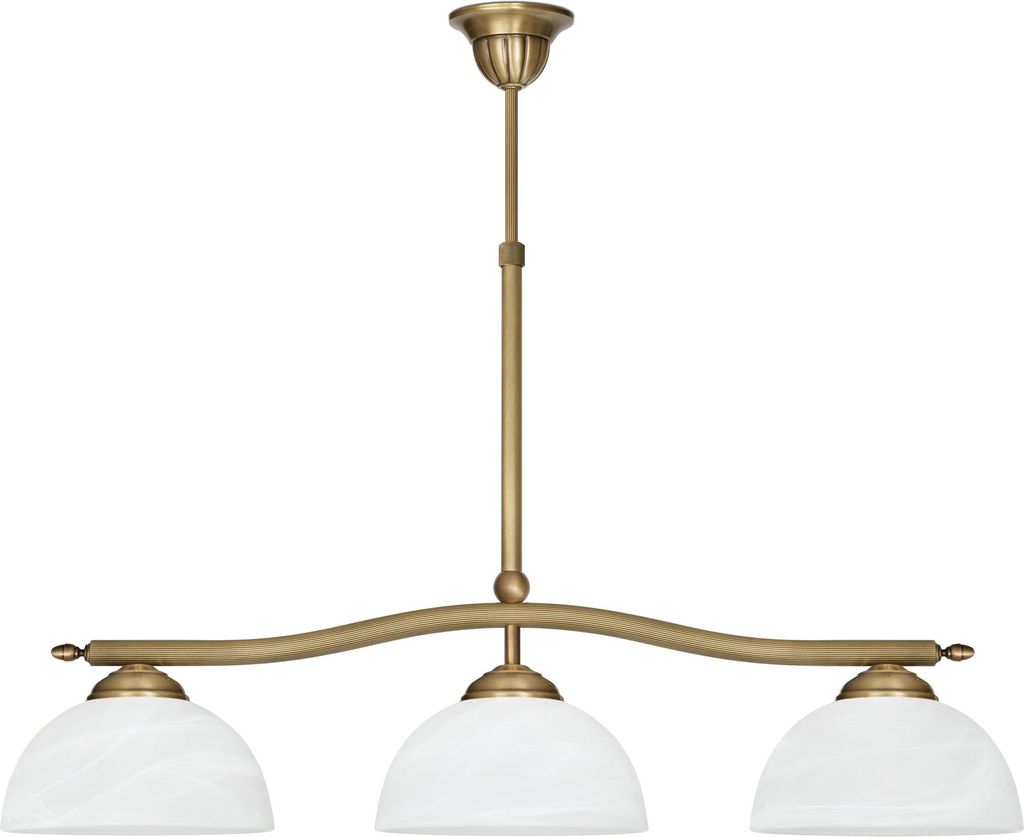 Kronleuchter Messing Goldpatina Alabaster-Glasschirm weiß matt Ø75x60cm 3xE27 180W Esszimmer Wohnzimmer klassisch elegant höhenverstellbar Decke