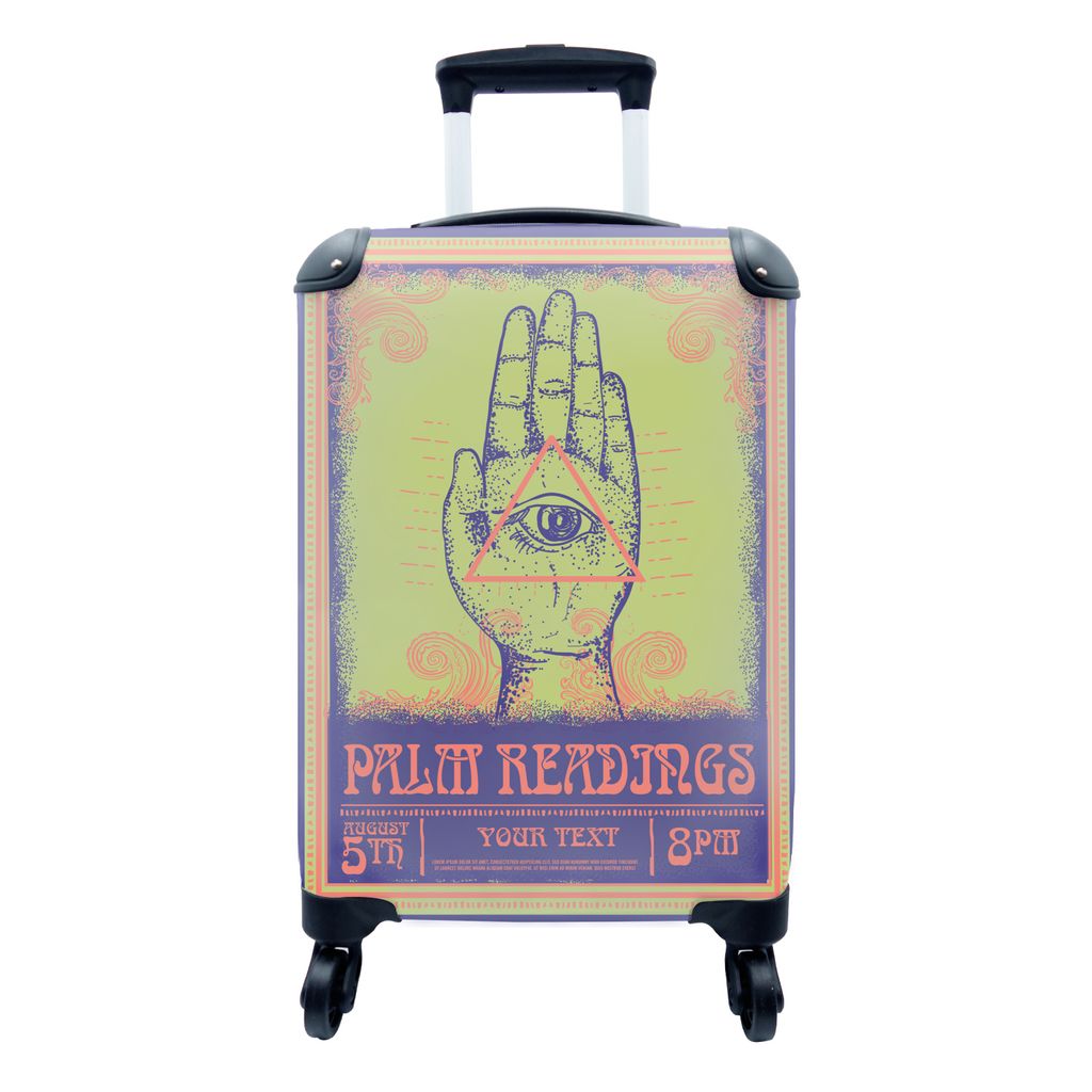 MuchoWow Koffer Handgepäck Trolley Rollkoffer Kleine Reisekoffer mit 4 Rollen - Vintage Poster Handschrift - Cabin Size < 55x40x23 cm & 55x40x20...
