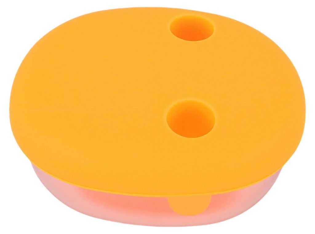 2-in-1 No-Chaos-Snackbehälter mit Fingerspitzenabdeckungen, auslaufsichere, tragbare, wiederverwendbare Box für Reisen, Orange