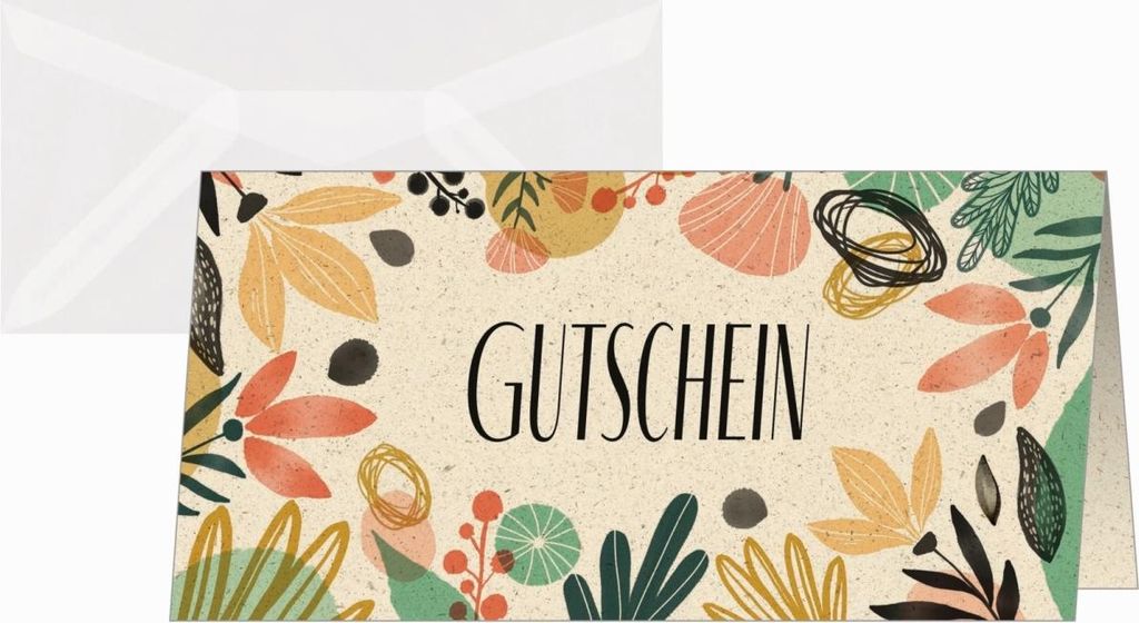 Gutscheinkarte DL 240g Graskarton Colorful plants 10+10 Stück Packung mit 15 Stück