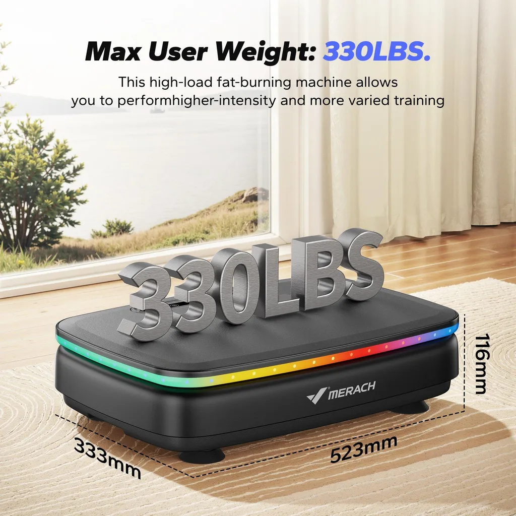 Plateforme Vibrante Bluetooth MERACH avec 99 Vitesses et Écran LED Noir - 5