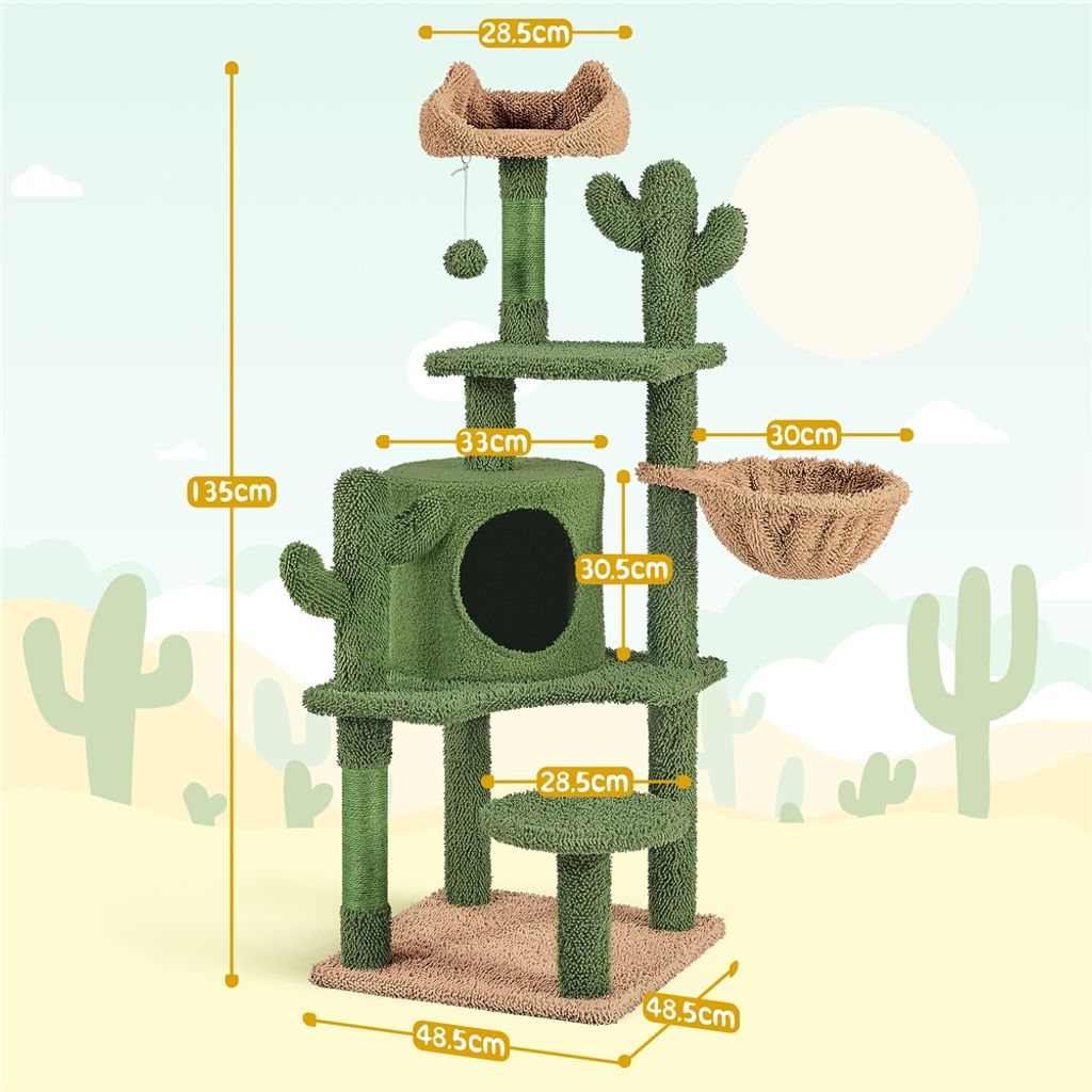 Yaheetech Kaktus Kratzbaum M, 135 cm hoch, Katzenbaum mit Produktbild 3