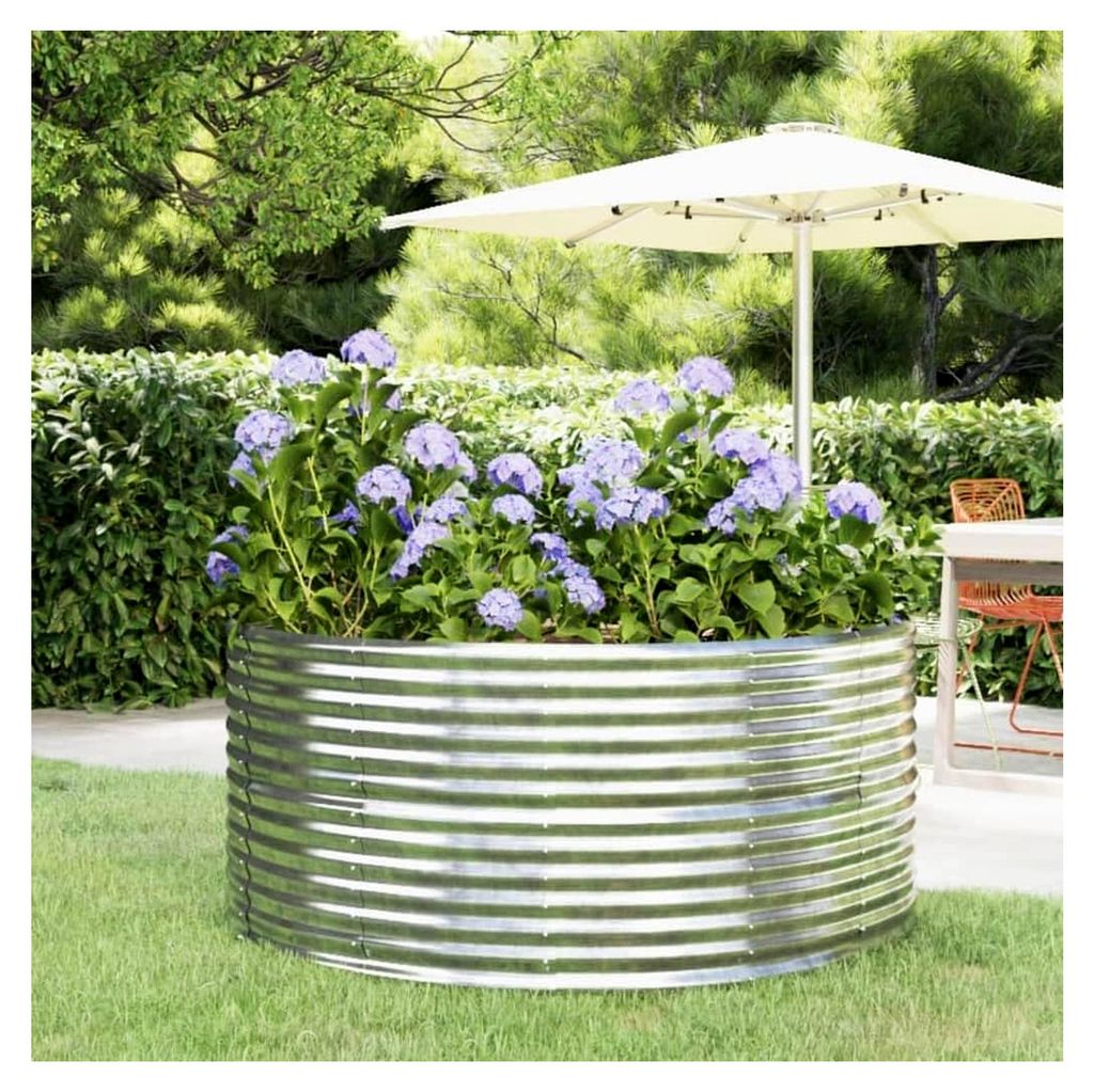 Hochbeet Pflanzenbeet Pflanzkübel Blumenbeet Frühbeet Pflanzkasten Blumenkasten Gartenbeet Kräuterbeet Gemüsebeet Silbern 140x140x68 cm