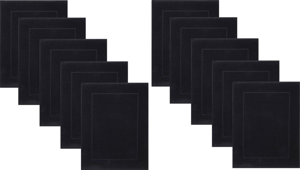 Betz 10 Stück Badvorleger 50x70 cm PREMIUM Badematte Badteppich Duschvorleger 100% Baumwolle 650g/m² Farbe: schwarz