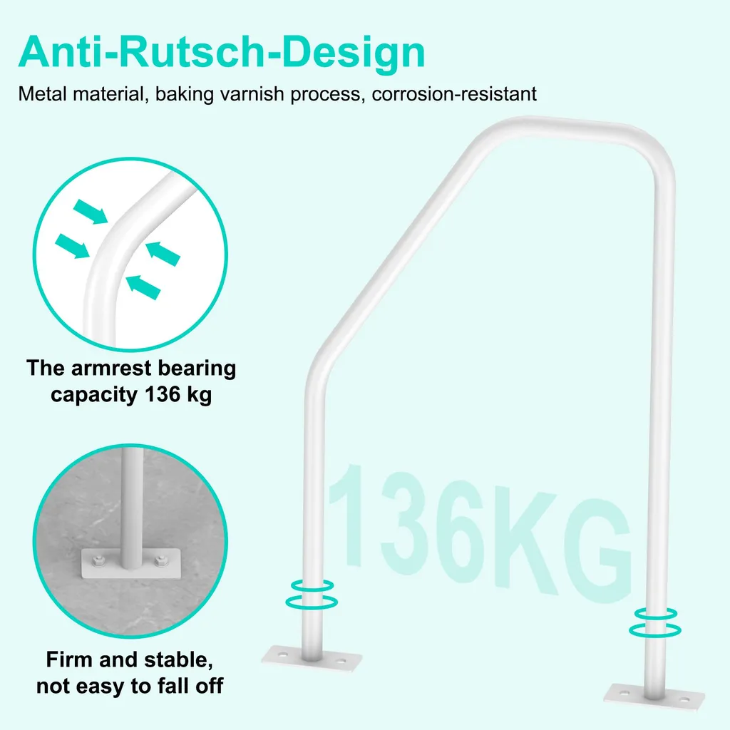 Maniglia Sicurezza Bagno Acciaio Satinato | Supporto Floor-Wall - 2