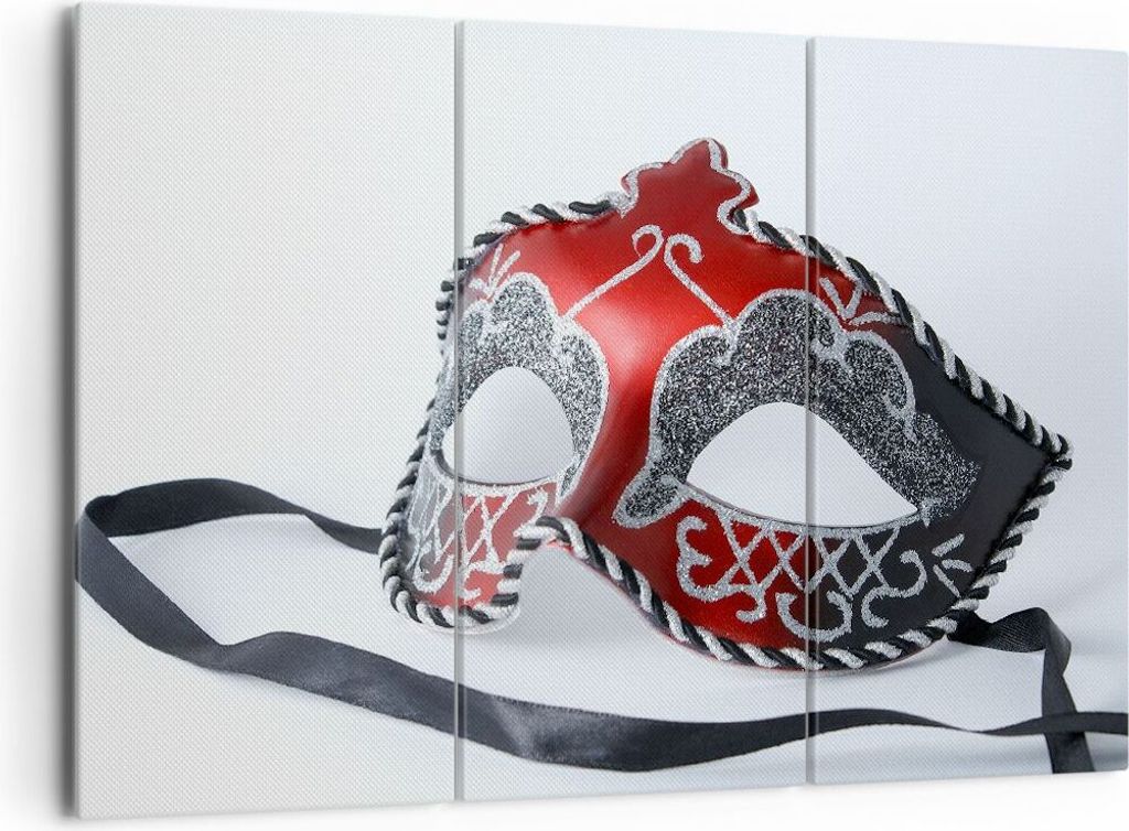 Bild auf Leinwand - Leinwandbild - Venedig Karneval Maske - 165x110cm - Wand Bild - Wanddeko - Leinwanddruck - Bilder - Kunstdruck - Wanddekoration...