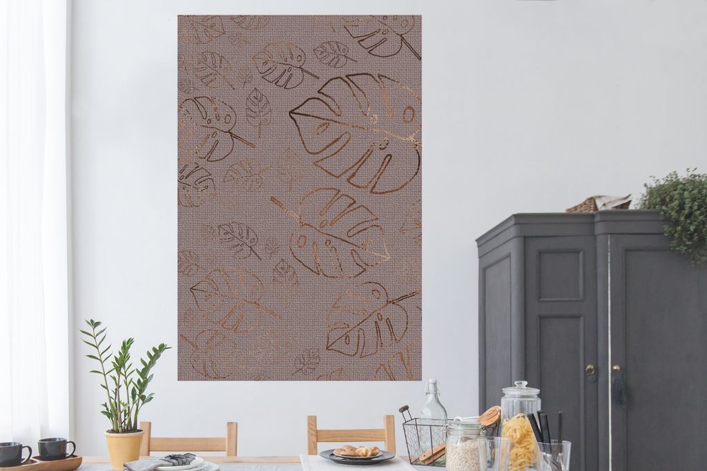 MuchoWow Poster Muster - Blätter - Lila - Bronze 120x180 cm - Kunstposter