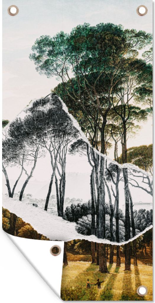 MuchoWow 30x60 cm Outdoor-Poster Gartendeko Sichtschutz Garten Poster für den Garten Italienische Landschaft Schirmkiefern - Kunst - Hendrik Voo...