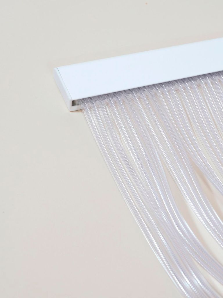 DEGOR Fliegenvorhang - Türvorhang Luxus Lamellen - transparent/weiss - 90x210 cm