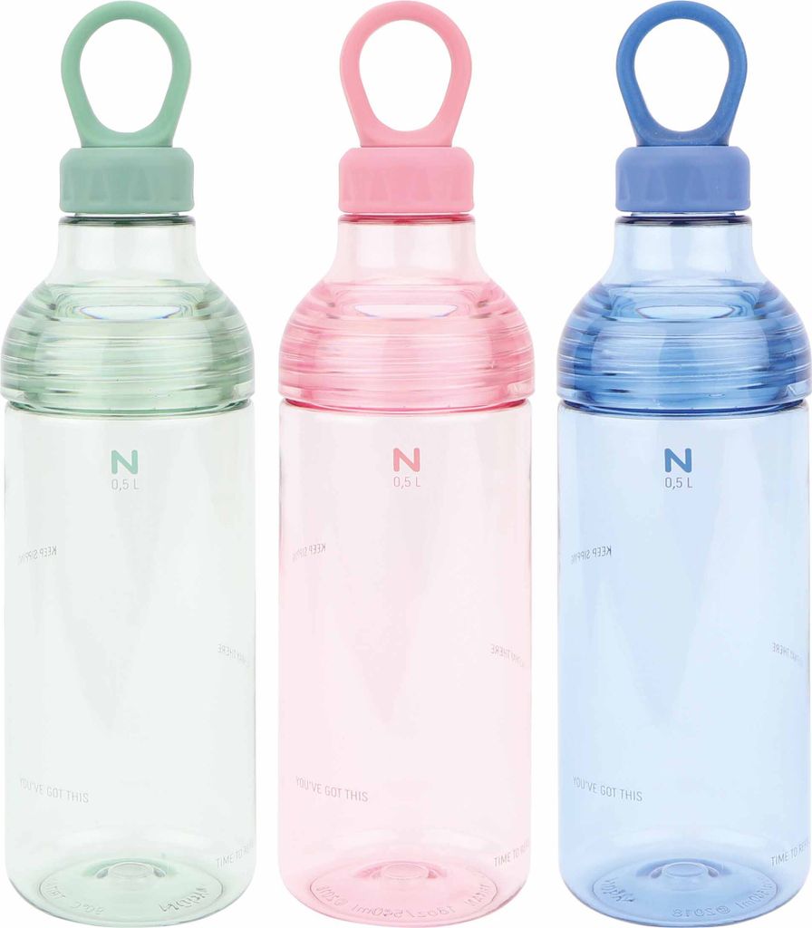 Nuby Trinkflasche (Set, 3-tlg.) Bundle mit praktischer Silikonschlaufe blau-grün One Size
